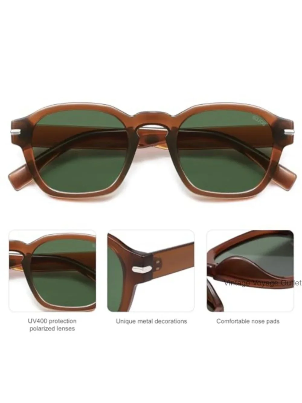 Vintage Retro Square Polarized Sunglasses UV400 for Men Women Driving Shades